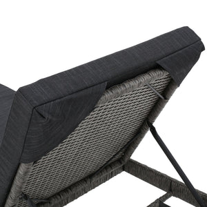 English Elm Christopher Knight Home® - PUERTA KD Chaise Lounge - Black PE Rattan with Iron Frame, Water-Repellent Cushions, All-Season Relaxation 61190.00MBK
