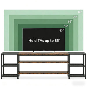 English Elm Media Console Industrial Tv Stand with Rustic Wood Tone Finish and Black Metal Frame T3971P452571