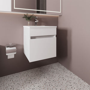 English Elm Bathroom Compact Vanity with Sink and Single Door Cabinet, Engineered Wood, Modern Minimalist Design White 23.23 L x 23.23 W x 11.81 H B097P350309