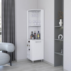 English Elm Fm Furniture Leah Corner Bar Cabinet with Wine Rack Open Shelves White Modern B128S00045