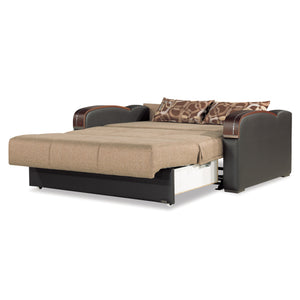 English Elm PrimeNest SlumberCore Collection Upholstered Convertible Loveseat with Storage, Sleeper, Durable PU Finish Brown B030P281822