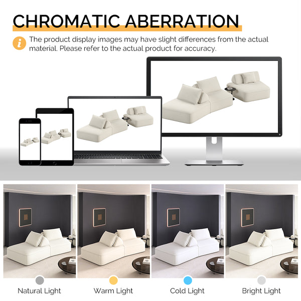 English Elm 139" Modern Oversized Modular Sectional Sofa Set - Fluffy Chenille Upholstery, Deep Seats, Removable Backrests, Plush Pillows, No Assembly Required Beige W3219S00001