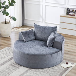 English Elm 55''L Chenille sponge single sofa sleeper chair — no assembly, ultra-soft chenille, plush backrest pillow comfort for living room relaxation Grey W834P221026