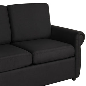 English Elm 57.9" Orisfur Pull Out Sofa Bed Loveseat Sleeper with Twin Memory Mattress, Linen Upholstery, USB Ports Black N719P210624B