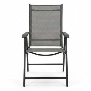 English Elm Outdoor Stackable Folding Chairs Set Ergonomic Mesh Back Steel Frame Patio Seating Gray W5159P445934