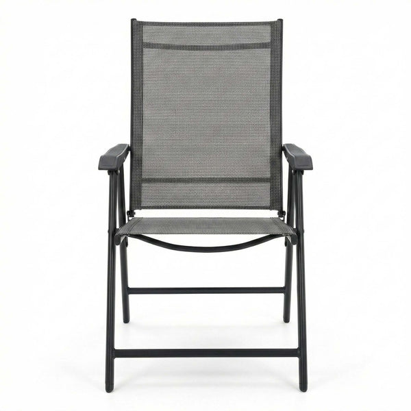 English Elm Outdoor Stackable Folding Chairs Set Ergonomic Mesh Back Steel Frame Patio Seating Gray W5159P445934