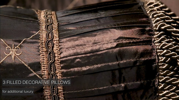 English Elm Buta Brown 9-Pc Queen Comforter Set – Paisley & Geometric Designs, Polyester Fill, Traditional Elegance B340P341942