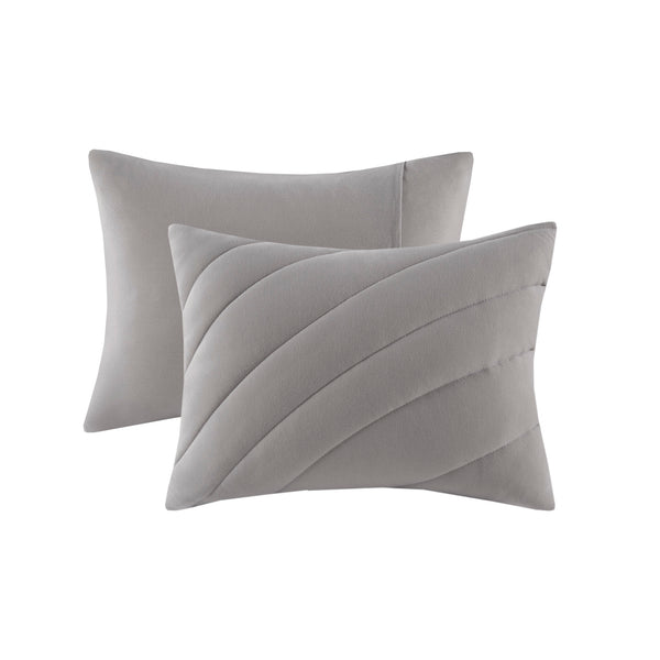 English Elm 3 Pcs King/Cal King Soft Gray Poly Jersey Comforter Set With Antimicrobial Treatment & Shams B035P319902