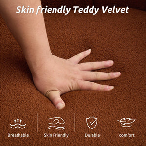 English Elm Swivel Teddy Barrel Chair with 360° Rotation, Plush Upholstered Round Accent Chair, Durable Frame Brown W2606S00027