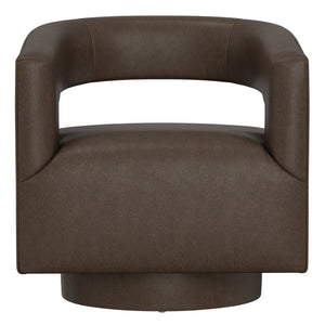 English Elm Brown Swivel Accent Chair Wraparound Geometric Cutout Textured Fabric Living Room Seat Dark Brown B2709P474409