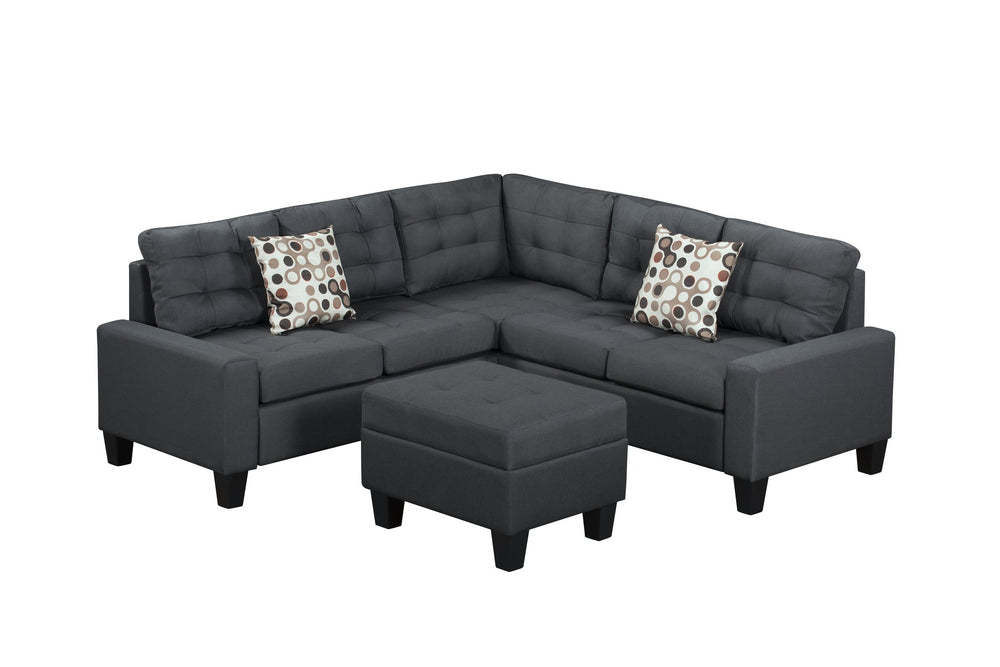English Elm 6-Piece Upholstered Sectional with Pocket Springs, Tufted 5.5" Seat, Sturdy Wood Frame, Easy Assembly Grey 28.54 L x 23.23 W x 15.16 H W2297S00020