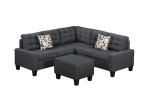 English Elm 6-Piece Upholstered Sectional with Pocket Springs, Tufted 5.5" Seat, Sturdy Wood Frame, Easy Assembly Grey 28.54 L x 23.23 W x 15.16 H W2297S00020
