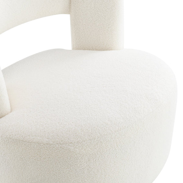 English Elm Swivel Teddy Fabric Barrel Chair with 360° Base, Plush Upholstery, Durable Plywood Frame, Cozy Seating Cream W2671P230454