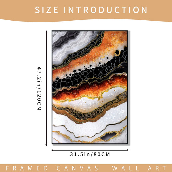 English Elm Luxury Crystal and Pearl Hand-Painted Oil Painting Canvas Mural for Hallway Entrance Modern Decor Black+Orange W3374P322235