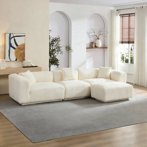 English Elm Modern Minimalist Polyester Sectional Sofa with Ottoman for Open Concept Living Spaces Beige W2085S00097