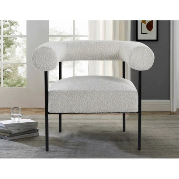 English Elm Soft Boucle Upholstered Accent Chair with Iron Legs for Modern Living Rooms B011P439047