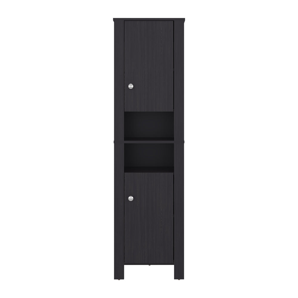 English Elm Bathroom Cabinet Tall 63.3" H Black Wengue, 2 Doors 6 Shelves, Eco-Friendly Engineered Wood Storage Elegance B097P395907