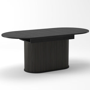 English Elm 55.11"-70.86" Extendable Dining Table with Sculpted Striped Legs Seats Six in Modern Style W757P411742