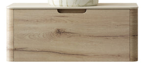 English Elm XAI 36'' Wall Mounted Cabinet without Basin, One Drawer, Curved Woodgrain Design, Soft-Close Quiet Operation W2615P330826