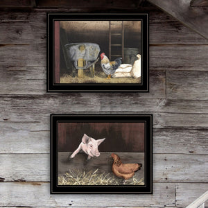 English Elm "bacon & Eggs" Billy Jacobs 2-piece Americana Wall Art Set with Matte Black Frame B06787108