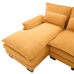 English Elm United U-Shaped Cloud Couch - 110" Chenille Sectional Sofa With Memory Foam & Double Chaise Comfort W1568S00213-GIGA