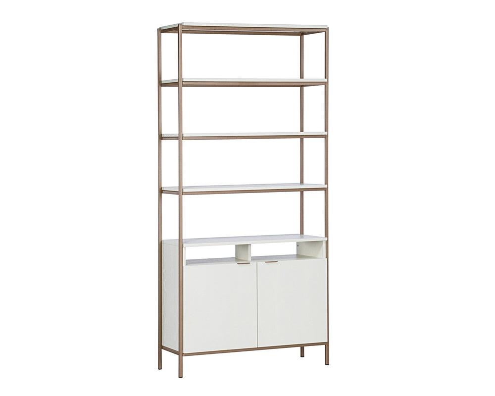 Sunpan Ambrose Modular Bookcase - Modern Oak Design with Elegant Iron Frame, Perfect for Any Space Large - 39.25W x 16.5D x 82.75H