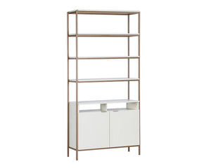 Sunpan Ambrose Modular Bookcase - Modern Oak Design with Elegant Iron Frame, Perfect for Any Space Large - 39.25W x 16.5D x 82.75H