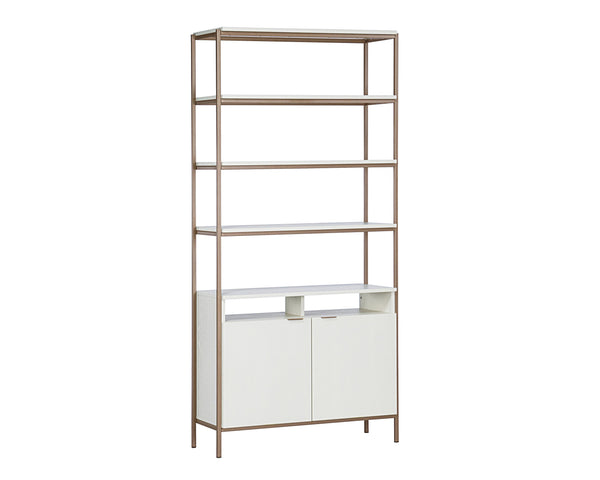 Sunpan Ambrose Modular Bookcase - Modern Oak Design with Elegant Iron Frame, Perfect for Any Space Large - 39.25W x 16.5D x 82.75H