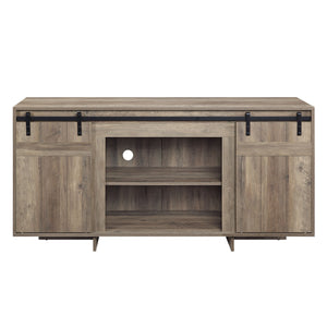 English Elm Bellarosa Gray Washed Finish TV Stand with Barn Door Design, Melamine Composite Wood, Fits 60" TVs B2726P256338