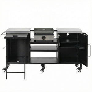 English Elm K&k Stainless Steel Outdoor Kitchen Island with Fold Out Prep Surface for Kamado Grills N707S000023B