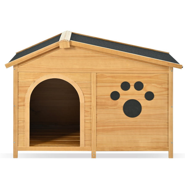 English Elm 48" Pine Wood Outdoor Dog House with Porch Asphalt Roof and Raised Floor for Medium Breeds FG201608AAA