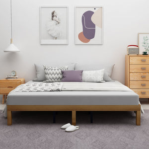 English Elm Queen Solid Wood Platform Bed Low Profile Slat Support No Box Spring Required W1917P169562