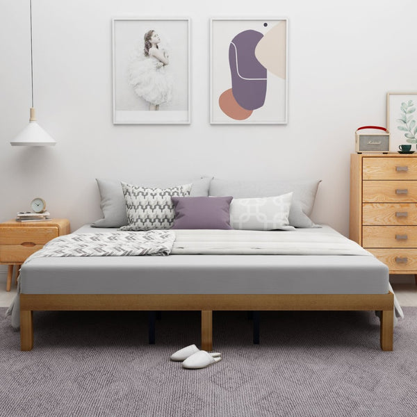 English Elm Queen Solid Wood Platform Bed Low Profile Slat Support No Box Spring Required W1917P169562
