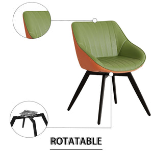 English Elm 31.5" Black Round Tulip Dining Table Set With 2 Ergonomic Leather Chairs - Modern Mid-Century Design W2189S00709