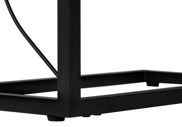 English Elm Accent Table, C-Shaped Design For Living Room And Bedroom, Grey Laminate Top With Black Metal Base B2710P219256