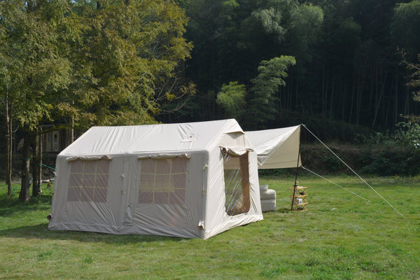 English Elm 9.8x13ft Inflatable Glamping Tent with Canopy Waterproof Air Beam Easy Setup 4 Person W640P244861