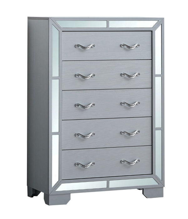 English Elm Murry Glam Five Drawer Chest with Mirror Fronts and Chrome Hardware for Bedroom B078P473040
