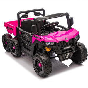 English Elm 24v 400w Six Wheel Kids Electric Dump Truck 4wd Remote Control Ride on Toy Pink W1578P353181
