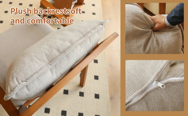 English Elm Cute Fabric Armchair Solid Wood Frame Compact Upholstered Seat for Bedroom or Apartment Grey W2105P420766