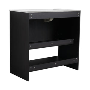 English Elm 36" Bathroom Vanity With Ceramic Sink, Soft-Close Doors, Modern Plywood Cabinet & Open Shelf Storage W1972S00020