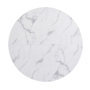 English Elm 1+4 Five Piece Counter Height Pub Set Round Marble Mdf Top Metal Base Kitchen W234S00140