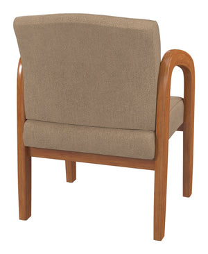 OSP Home Furnishings Medium Oak Wood Visitor Chair with Lumbar Support and Taupe Fabric for Office Use Angora WD380-K014