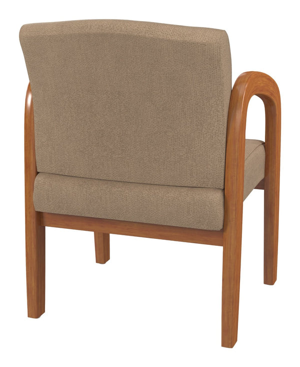 OSP Home Furnishings Medium Oak Wood Visitor Chair with Lumbar Support and Taupe Fabric for Office Use Angora WD380-K014
