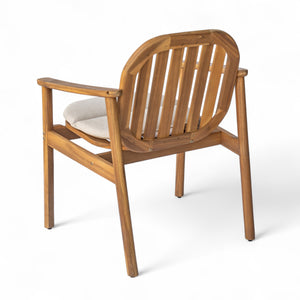 English Elm Christopher Knight Home® - Meja Teak+ Beige Dining Chair Set of 2 with Eucalyptus Legs, Vertical Slat Back & Beige Cushions N775P282728T