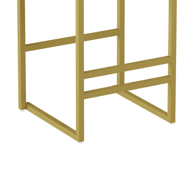 English Elm Set of 2 Velvet Bar Stools with Gold Frame and Footrest — Modern Counter Height Dining Chairs W1757P310420