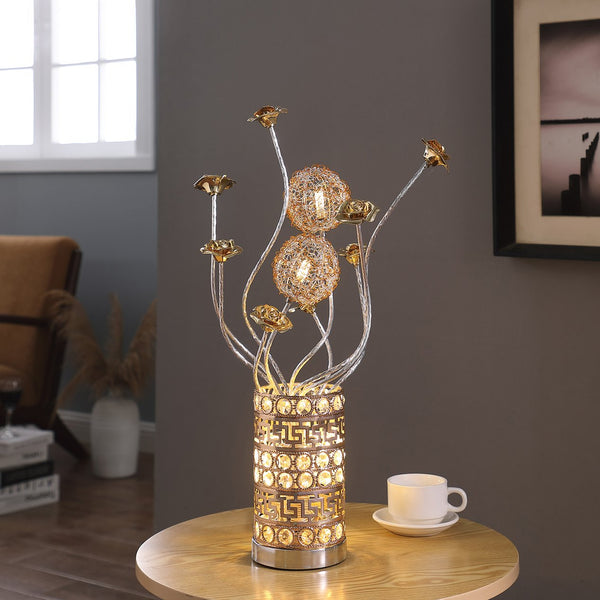 English Elm Aluminum Floral Inspired Table Lamp - Elegant Bud Design For Bedroom, Living Room, Nightstand Use B072P220153