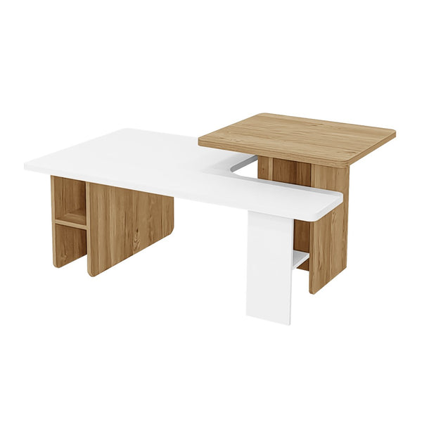 English Elm Vibe Nesting Coffee Tables Set Of 2 - Stylish Rectangular Farmhouse Design For Modern Living Spaces N724P294661K-GIGA