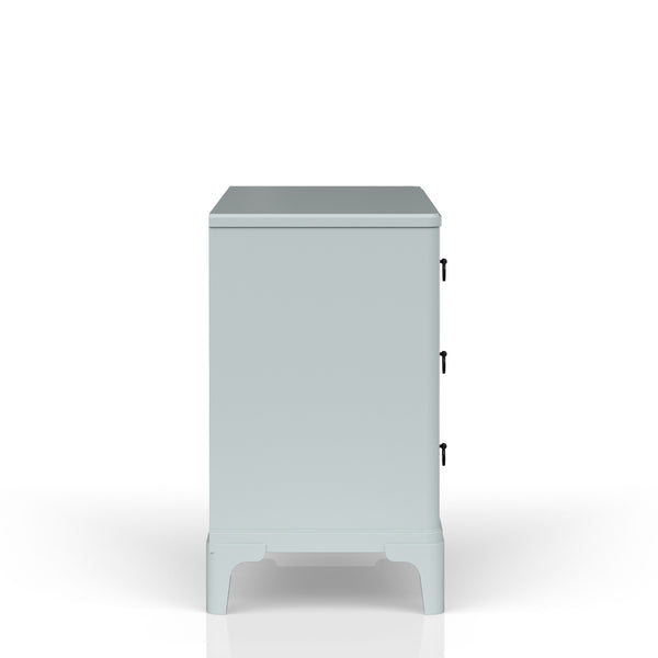 English Elm Ocean Light Blue 3-Drawer Hall Chest with Cane Fronts, Cedar-Lined Bottom & Custom Hardware Finish B2699P218294