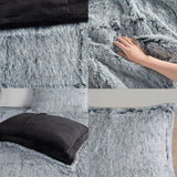 Intelligent Design Malea Glam/Luxury Shaggy Long Fur Comforter Mini Set ID10-2235 Black/White