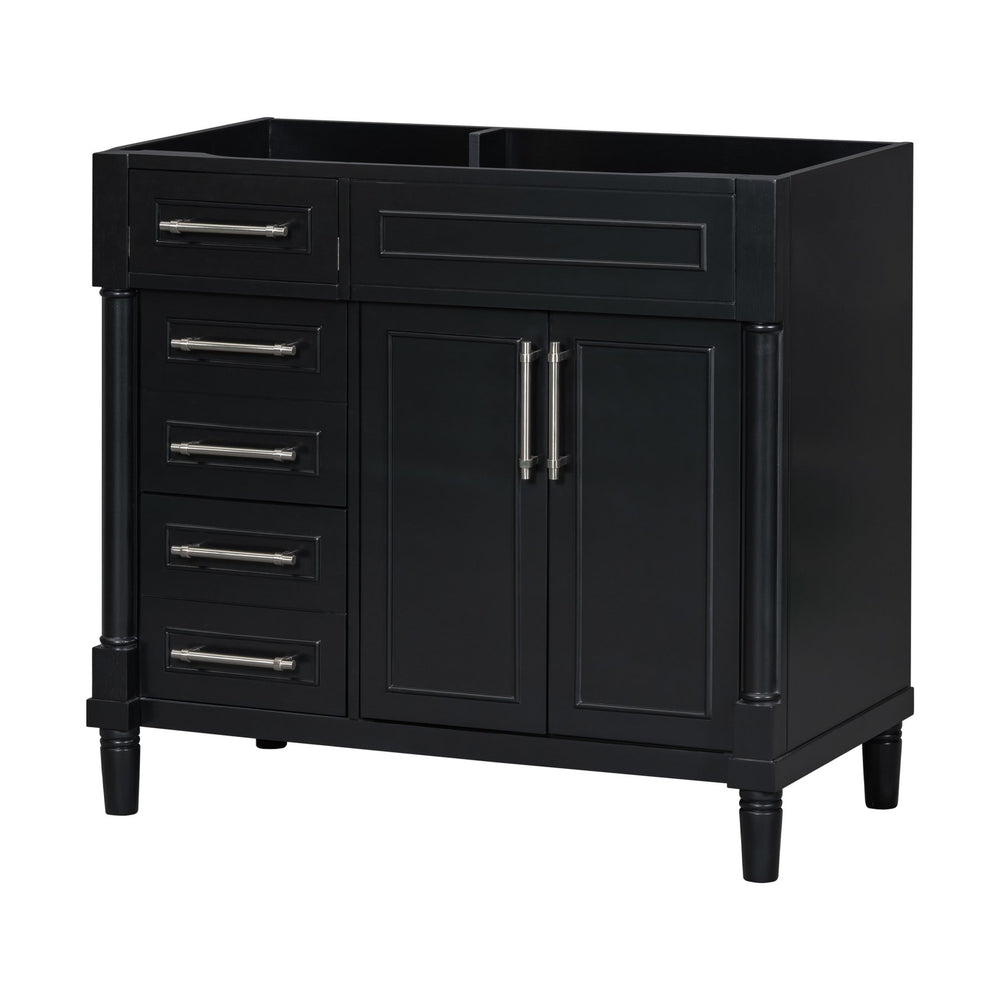 English Elm 36'' 36" Bathroom Vanity Freestanding Storage Cabinet with 3 Soft-Close Drawers, Solid Wood Frame, 300lb Capacity WF322109AAB
